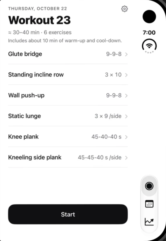 Dredfit's Today screen on the folded iPhone Duo's outer screen, in its original phone layout.